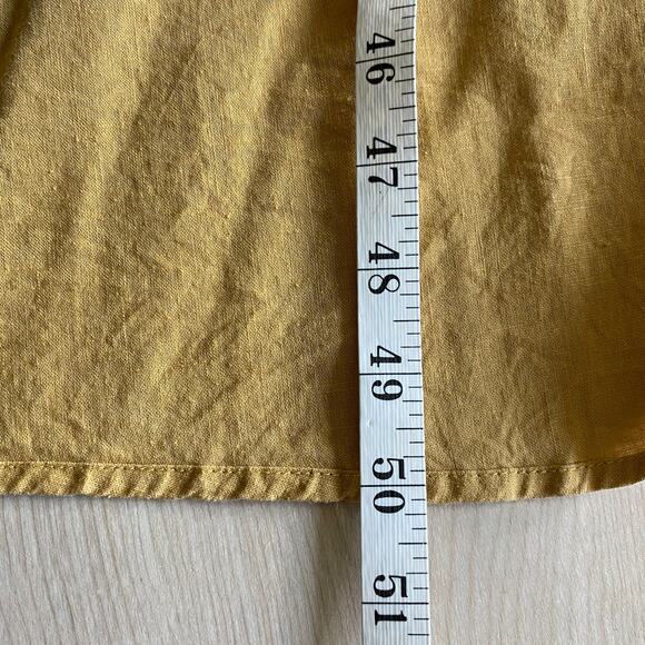 Urban Outfitters Gabriella Linen Blend Midi Wrap Dress M Mustard Gold Slouchy - Picture 9 of 11